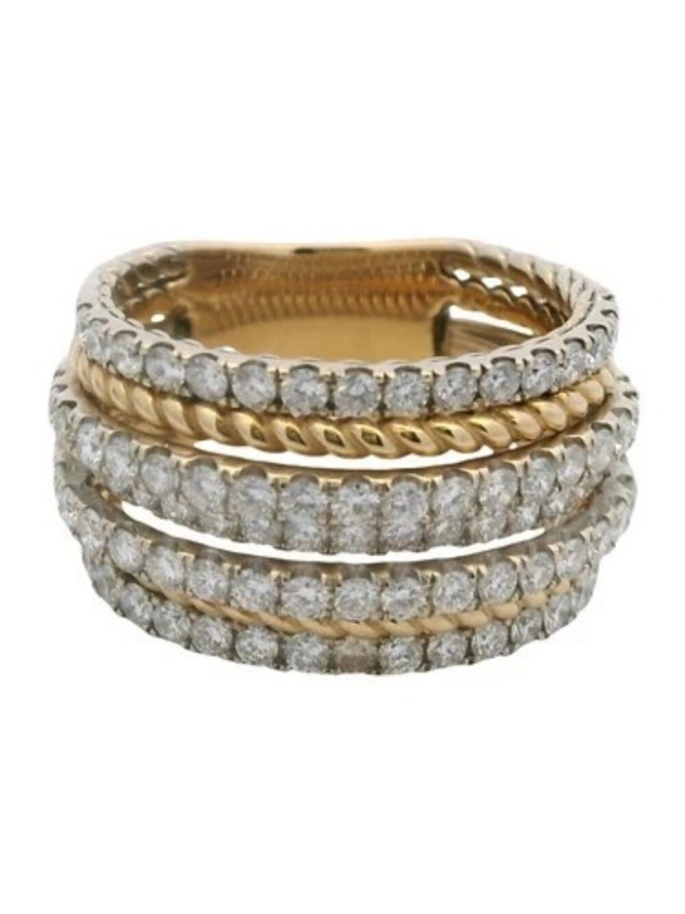 EFFY Solid 14kt Yellow Gold Lab Grown Diamond LGD Faux Multi Ring Stack Size 7